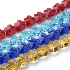 Gemischte Farbe Transparente Glasperlen, facettiert, Pflaumenblüte, Gemischte Farbe, 10x10x7 mm, Bohrung: 1 mm