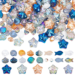 (52) Непрозрачная лаванда 800 шт. гальванизированные стеклянные бусины с океанской тематикой, разнообразные, разноцветные, 2~16.5x2~17.5x2~10 мм, отверстие : 0.9~1.4 мм