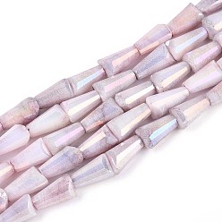 чертополох Антикоррозийные гальванические стеклянные бусины, имитация драгоценных камней, башня, с покрытием AB цвета, граненые, два тона, чертополох, 6.5~8x4~5x4~4.5 мм, отверстие : 0.8 мм, около 50~51 шт / нитка, 14.76~15.08'' (37.5~38.3 см)