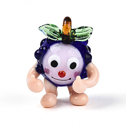 Полуночно-синий Подвески лэмпворк ручной работы, малиновые подвески, темно-синий, 26.5~28.5x22.5~23.5x17~21.5 мм, отверстие : 3~3.8x1.5~3 мм