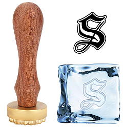 Letter S 1Ручка из грушевидного дерева из поликарбоната с 1латунной головкой из поликарбоната, для сургучной печати, квадратный с прямоугольными бархатными мешочками 1 шт., Письмо с, 30x12 мм