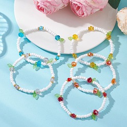 (52) Непрозрачная лаванда Прозрачные браслеты из акрилового шарма, Эластичные браслеты из гальванически покрытых стекла и бисера для женщин, разноцветные, внутренний диаметр: 1.97 дюйм (5 см)