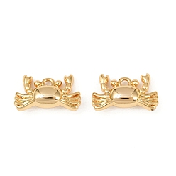 Краб Латунные подвески на тему океана, долговечный, без никеля , реальный 18 k позолоченный, краб, 8.5x14x4.5 мм, отверстие : 1.4 мм