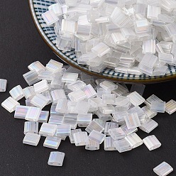 (TL2549) Crystal AB Silk Satin MIYUKI TILA Beads, Japanese Seed Beads, 2-Hole, (TL2549) Crystal AB Silk Satin, 5x5x1.9mm, Hole: 0.8mm, about 5900pcs/500g