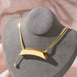 Настоящее золото 18K 304 ожерелья из изогнутой трубчатой цепи-змейки из нержавеющей стали для женщин, реальный 18 k позолоченный, 16.34 дюйм (41.5 см)