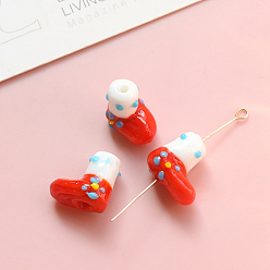 Christmas Socking Бусины лэмпворк ручной работы на новогоднюю тематику, рождественские носки, 12x10 мм