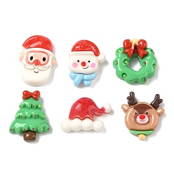 (52) Непрозрачная лаванда Венок, Санта-Клаус и шапка на рождественскую тему, непрозрачные кабошоны из смолы, разнообразные, разноцветные, 15.5~24x17~20x5~9 мм