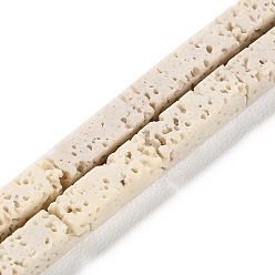 (404) Непрозрачное AB Кислое яблоко Нити синтетических бусин, окрашенных в лавовый камень, прямоугольные, цветочный белый, 13~14x4x4 мм, отверстие : 1 мм, около 29 шт / нитка, 15.24'' (38.7 см)