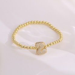 Letter Z Женские браслеты из латуни с микропаве из прозрачных кубических цирконий, буквы, золотые, Письмо Z, 6.69 дюйм (17 см)