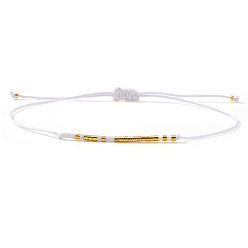 Белый Минималистичные браслеты из плетеного бисера и стеклянных бусин, Регулируемый браслет из нейлоновой нити для пары, белые, 11.02 дюйм (28 см)