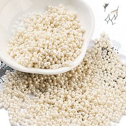 Желтая Старая Ткань  Стеклянный бисер непрозрачных цветов, арахис, старое кружево, 2x4x2 мм, отверстие : 0.8 мм, Около 45000 шт / фунт