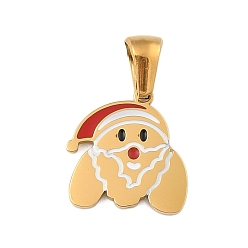 Letter M Новогодняя тема 304 подвески из нержавеющей стали, с эмалью, золотые, Санта-Клаус письмо талисман, Буква М, 14x14x1.5 мм, отверстие : 6x3 мм