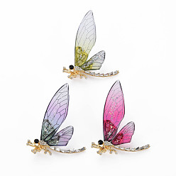 (52) Непрозрачная лаванда Брошь в виде стрекозы, булавка на лацкан со стразами в виде животных для рюкзака, золотой свет, без свинца и без никеля , разноцветные, 46x60x11 мм, штифты : 0.8 мм