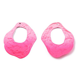 Hot Pink Spray Painted Iron Pendants, Nuggets, Hot Pink, 45.5x37.5x4.5mm, Hole: 1.5mm