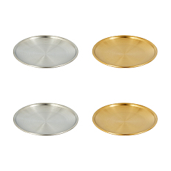Mixed Color 201 Stainless Steel Dinner Plate Serving Tray, Flat Round, Mixed Color, 4pcs/set