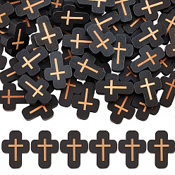 Черный 80бусины из натурального дерева шт., окрашенные, крестик, чёрные, 16.5~17x12.5~13x5 мм, отверстие : 1.6~2 мм