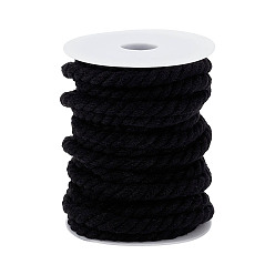 Черный 10м 3-слойный плетеный хлопковый шнур, для diy craft, круглые, чёрные, 8 мм, около 10.94 ярдов (10 м) / комплект