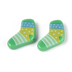 Средний Аквамарин Печатные непрозрачные бусины из смолы, носки, средний аквамарин, 18.5x24.5x6 мм, отверстие : 1.4 мм