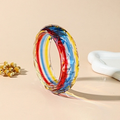 Steel Blue Faceted Transparent Resin Bangles for Women, Steel Blue, Inner Diameter: 2.56 inch(6.5cm)