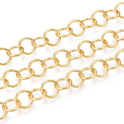 Золотой Латунные цепи Роло, пайки, с катушкой, золотые, 8x1 мм, около 32.81 футов (10 м) / рулон