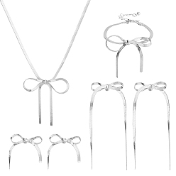 Платина Набор ювелирных изделий diy, включая серьги-гвоздики с подвесками и цепочками из сплава, комплект ювелирных изделий из сплава с цепочками в елочку, платина, 97~375x4.7~34.5 мм