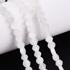 White Jade Natural White Jade Beads Strands, Hexagon, 3.5~4x4~4.5x2~3.5mm, Hole: 0.5~0.6mm, about 95~104pcs/strand, 15.16~15.94 inch(38.5~40.5cm)