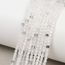 Herkimer Diamond Natural Herkimer Diamond Beads Strands, Faceted Round, 2.5mm, Hole: 0.5mm, about 191pcs/strand, 15.35''(39cm)