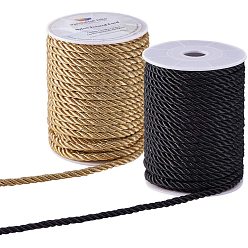 Color mezclado Hilo de nylon milán, hilo retorcido, vara de oro oscuro y negro, 5 mm, aproximadamente 18~19 yardas / rollo (16.4 m ~ 17.3 m / rollo), 2 colores, 1 rollo / color, 2 rollos / set