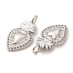 Платина Экологически чистые подвески из латуни с гальванопокрытием, долговечный, без свинца и без кадмия, очарование священного сердца, платина, 21.5x12.5x2 мм, отверстие : 3 мм