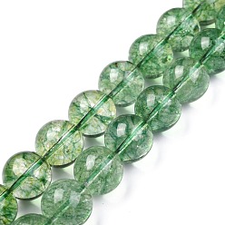 Цвет Оливы Природных кристаллов кварца бисер нитей, круглые, нагревают и окрашенные, оливковый, 14 мм, отверстие : 1 мм, около 13 шт / нитка, 7.5 дюйм (19.05 см)