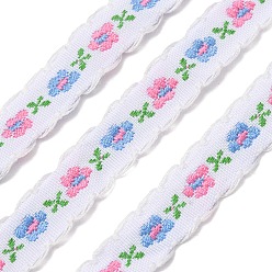 Pink Polyester-Spitzenband, wellenförmiger Besatz, Blumenmuster, für DIY-Bastel-Nähzubehör, rosa, 3/8 Zoll (11 mm), ca. 1.09 Yards (1 m)/Stk
