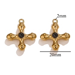 Синтетическая Бирюза Окрашенные синтетические бирюзовые подвески, из нержавеющей стали поиска, крестик, чёрные, 20 мм, отверстие : 2 мм