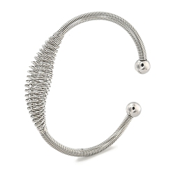 Нержавеющая Сталь Цвет Не тускнеющие полые 304 браслеты-манжеты из нержавеющей стали, крутящие браслеты для женщин, цвет нержавеющей стали, внутренний диаметр: 2-1/8x2-5/8 дюйм (5.5x6.6 см)