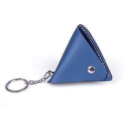 Steel Blue Imitation Leather Mini Triangle Women's Wallet Keychian, with Metal Key Ring, Steel Blue, 23.5x7.7cm