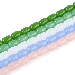 (52) Непрозрачная лаванда Стеклянные бусины, имитация нефрита , баррель, разноцветные, 8.5~9x6~6.5 мм, отверстие : 0.8~1 мм, около 41~45 шт / нитка, 14.57~15.75 дюйм (37~40 см)