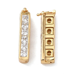 Настоящее золото 18K 925 Застежки-твистеры из стерлингового серебра с кубическим цирконием, прямоугольные, реальный 18 k позолоченный, 20x4x6.5~7 мм