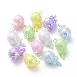 (52) Непрозрачная лаванда УФ-покрытие радужных переливающихся акриловых подвесок, леденец, разноцветные, 34x23x18 мм, отверстие : 3.5 мм