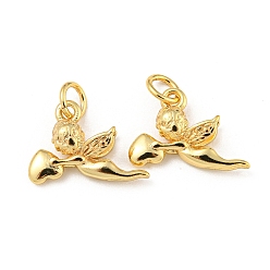 Настоящее золото 18K Латунь с микропокрытием, с целью перехода в кольце, долговечный, без кадмия и без свинца, Амур, реальный 18 k позолоченный, 10.5x15x4 мм, отверстие : 3.4 мм