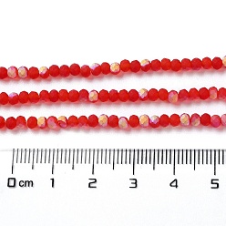 Red Imitation Jade Glass Beads Strands, Half AB Color Plated, Faceted, Frosted, Rondelle, Red, 3x2mm, Hole: 0.7mm, about 155pcs/strand, 15.75''(40cm)