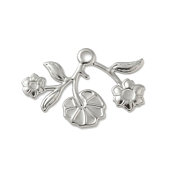 Нержавеющая Сталь Цвет 304 подвески из нержавеющей стали, цветочный шарм, анти-тускнение, цвет нержавеющей стали, 19x29x0.9 мм, отверстие : 2 мм