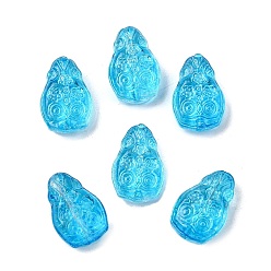 Темно-Голубой Стеклянные бусины, слезинка с цветами, глубокое синее небо, 16x10.5x5.5 мм, отверстие : 1 мм
