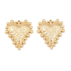 Oro 304 colgantes de acero inoxidable, dijes de corazón con borde de cuentas, dorado, 22.5x20x3 mm, agujero: 1 mm