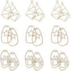 Matte Gold Color 30Pcs 3 Style Smooth Surface Alloy Open Back Bezel Pendants, For DIY UV Resin, Epoxy Resin, Pressed Flower Jewelry, Mixed Shapes, Matte Gold Color, 10pcs/style