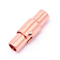 Rose Gold Brass Magnetic Clasps, Column, Rose Gold, 15x4~5.5mm, Hole: 3mm