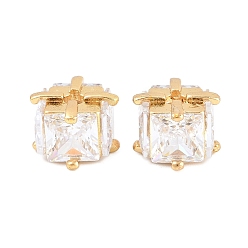 Золотой Латунные прозрачные бусины из кубического циркония, кубические, долговечный, стойки покрытие, без свинца и без кадмия, золотые, 10x10x8 мм, отверстие : 2 мм