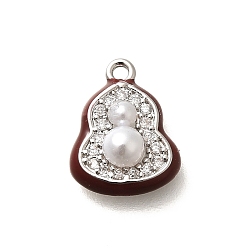 Платина Латунные микро проложить кубического циркония прелести, без кадмия, без никеля и без свинца, Горлянка, с абс пластмассовой имитационной жемчужиной, платина, 11.5x9x4 мм, отверстие : 0.9 мм
