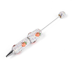 Carrot Шариковая ручка с паве из смолы и полимерной глины со стразами, железная ручка из бисера, для индивидуальной ручки с ювелирными бусинами, морковь, 147.5~151x15~20 мм