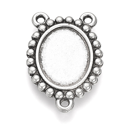 Antique Silver Tibetan Style Alloy Cabochon Connector Settings, Chandelier Components Links, Cadmium Free & Lead Free, Oval, Antique Silver, Tray: 15x11mm, 25x17.5x2mm, Hole: 1.5mm, about 350pcs/1000g