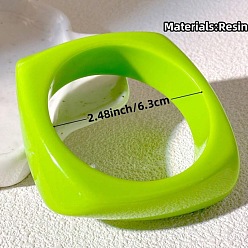 Квадрат Модные браслеты из непрозрачной смолы для женщин, квадратный, внутренний диаметр: 2-1/2 дюйм (6.3 см)