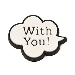 (404) Непрозрачное AB Кислое яблоко Непрозрачные кабошоны из смолы, мультипликационное слово с тобой, для изготовления ювелирных изделий, цветочный белый, 21.5x26.5x2.7 мм